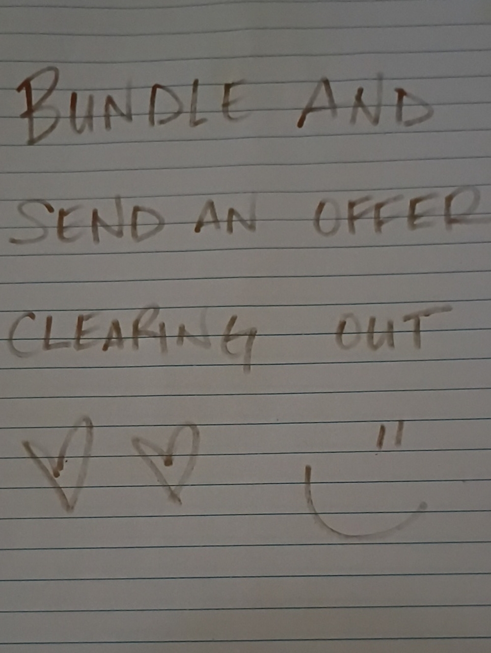 Handwritten Note on Lined Paper - Brown Ink